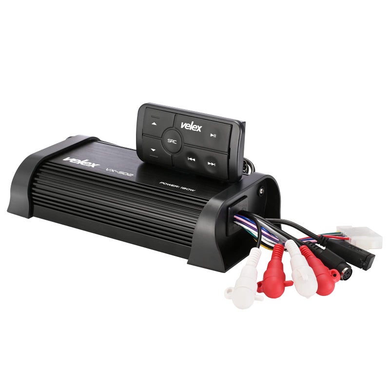 VELEX Water Resistant Bluetooth Marine 4 Channel Class A/B Amplifier Media Stereo on Boats UTV ATV Golf Carts and Cars - Image 2